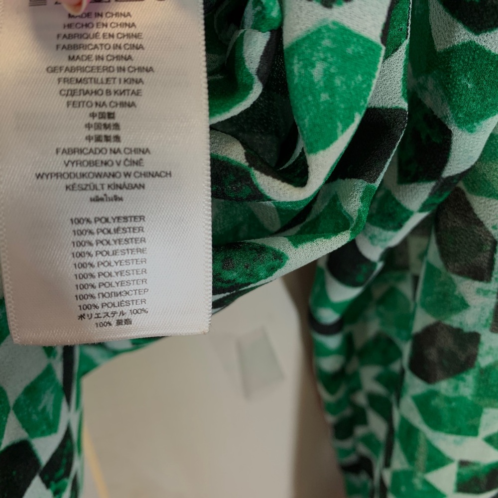 Michael Kors Green Black Print Top S - Picture 5 of 5
